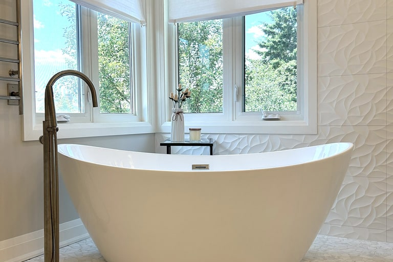 Before and after detail — Pickering home renovation by Floor and Bath Design
