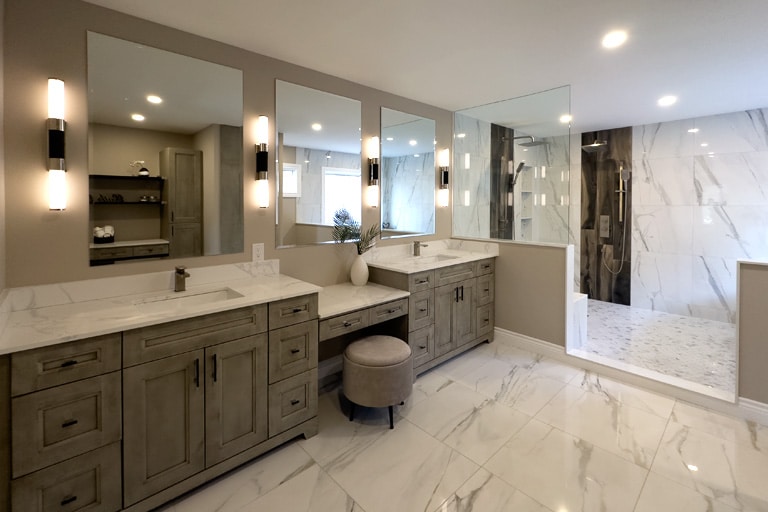 Completed whole-home renovation — living and kitchen space, Whitby