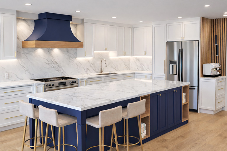 3D render of a proposed kitchen renovation