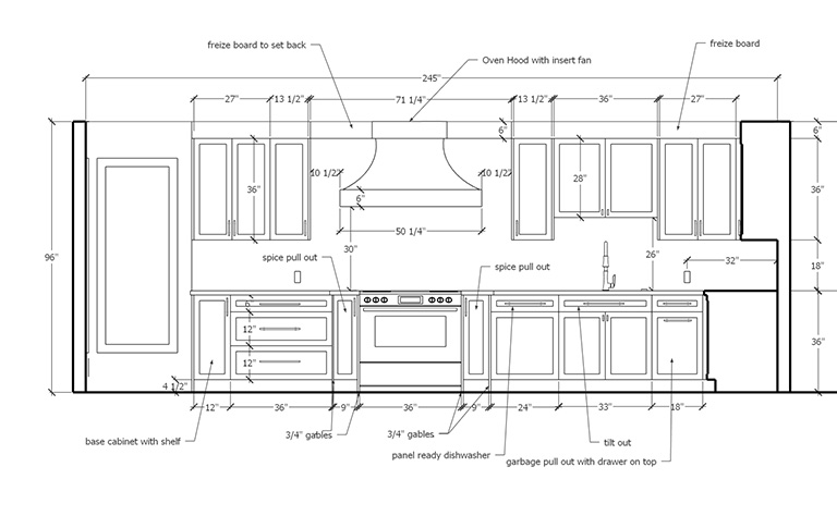 Kitchen cabinet elevation drawing