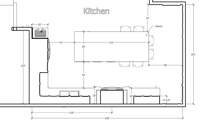 Kitchen layout plan drawing