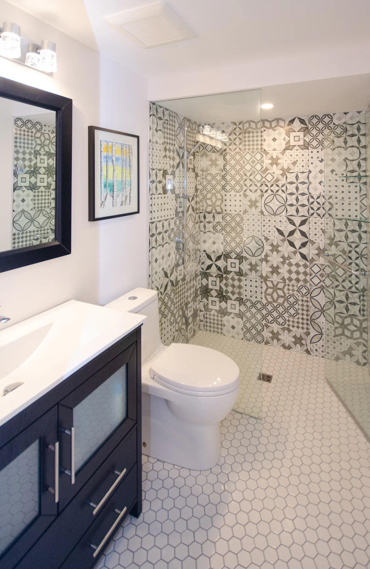 Two Bathrooms Tile Accent Walls