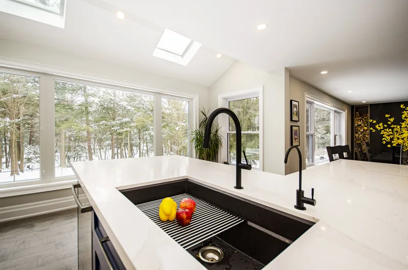 Transitional White & Blue Kitchen with Some Gold - Image 4