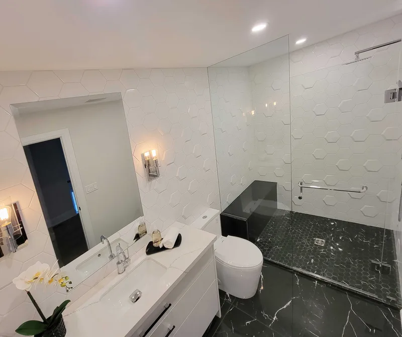 Elegant Whitby Bathroom Renovation With 3D Tile Design - Image 2