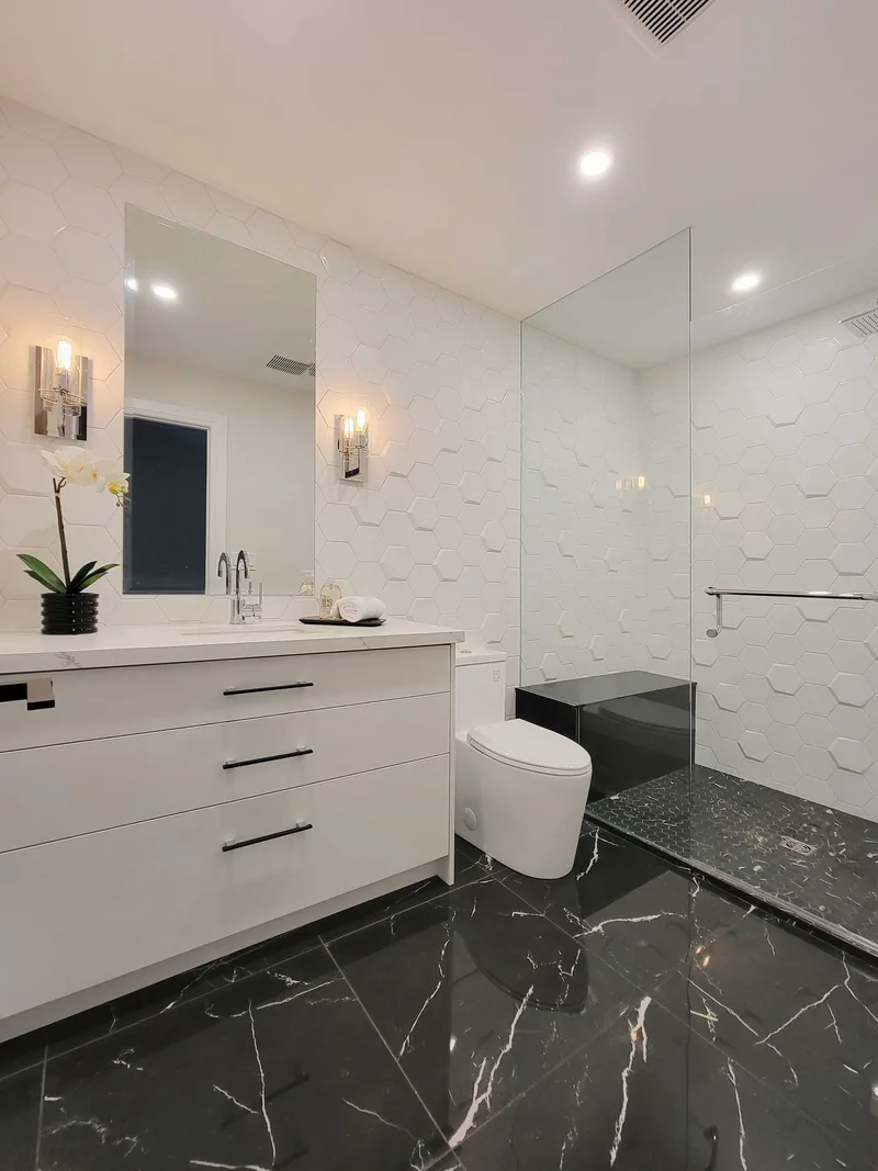 Elegant Whitby Bathroom Renovation With 3D Tile Design - Image 3