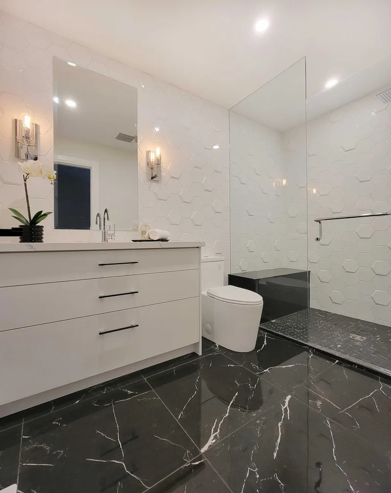 Elegant Whitby Bathroom Renovation With 3D Tile Design - Image 4