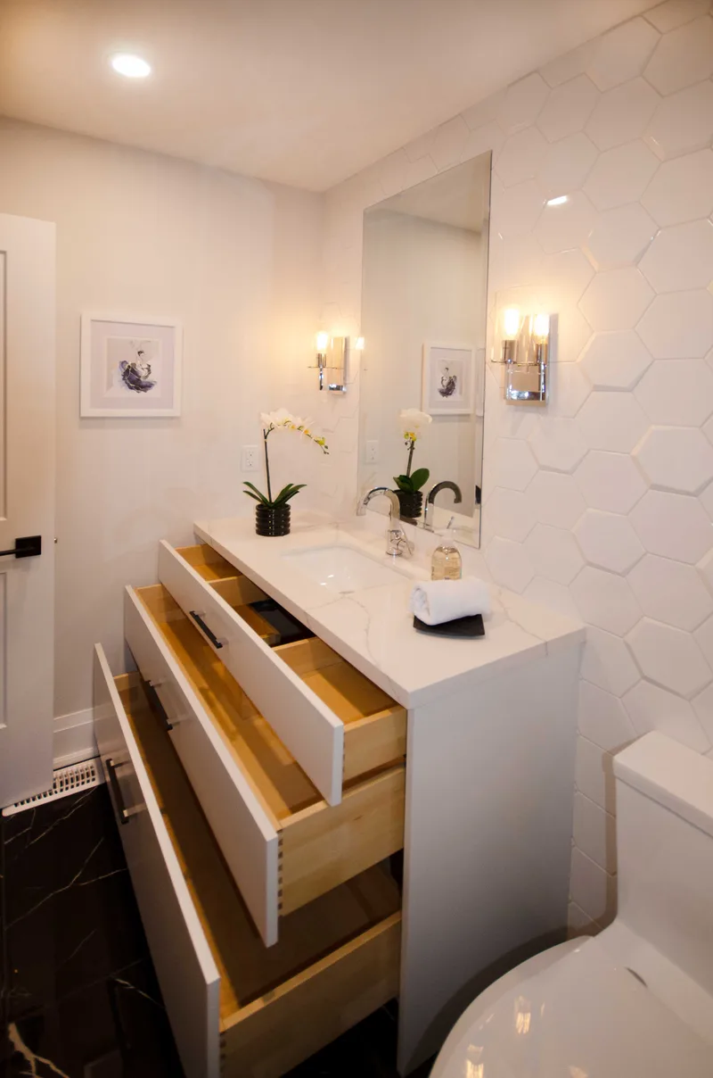 Elegant Whitby Bathroom Renovation With 3D Tile Design - Image 6