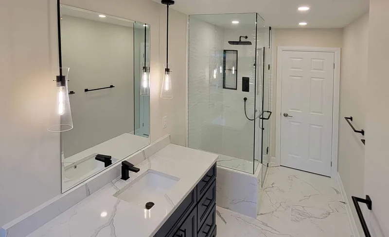 Modern Bathroom Renovation with 3D Tile in Whitby - Image 1