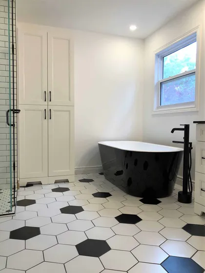 Black and White Bathroom Renovation in Pickering - Image 2