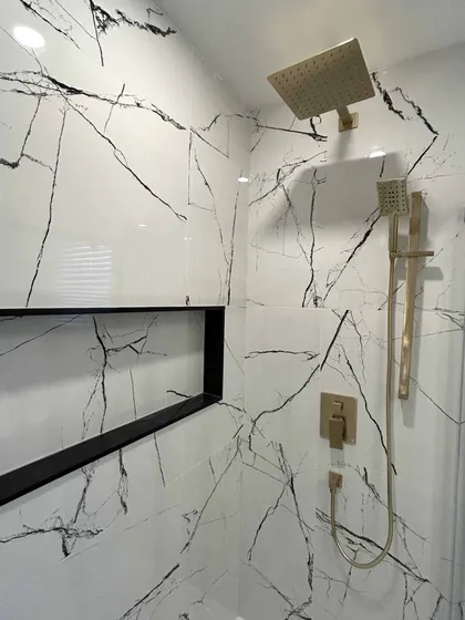 Modern Monochromatic Bathroom Renovation in Ajax - Image 1