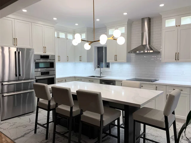 Kitchen with Rose-Gold Chandelie