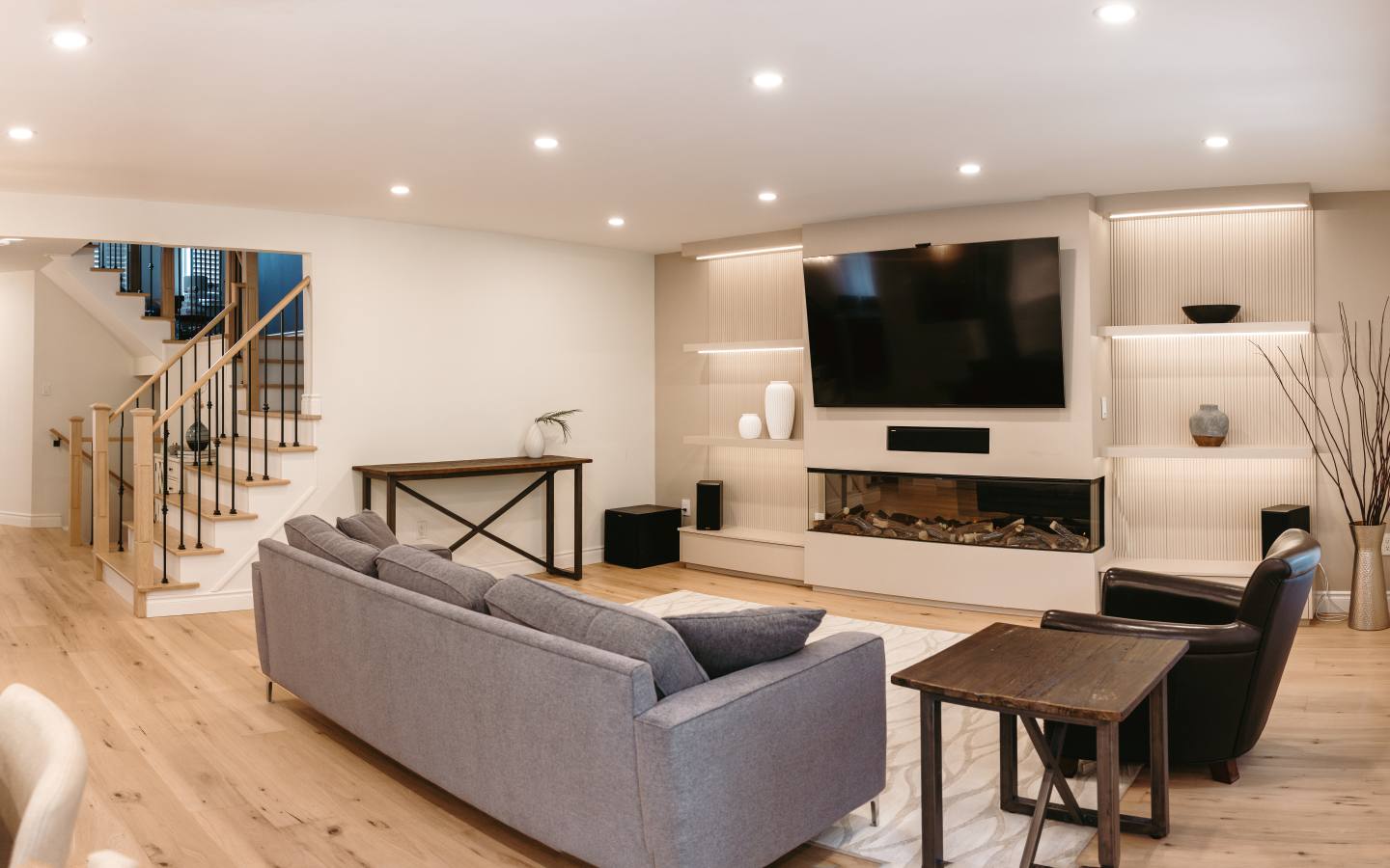 Custom TV unit with dimmable lighting in Whitby living space