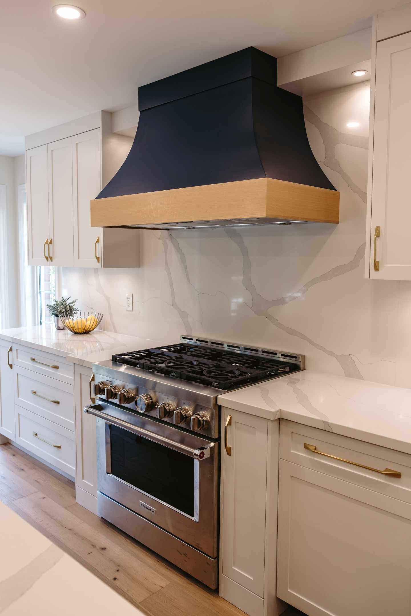 Modern kitchen lighting with potlights in Whitby renovation